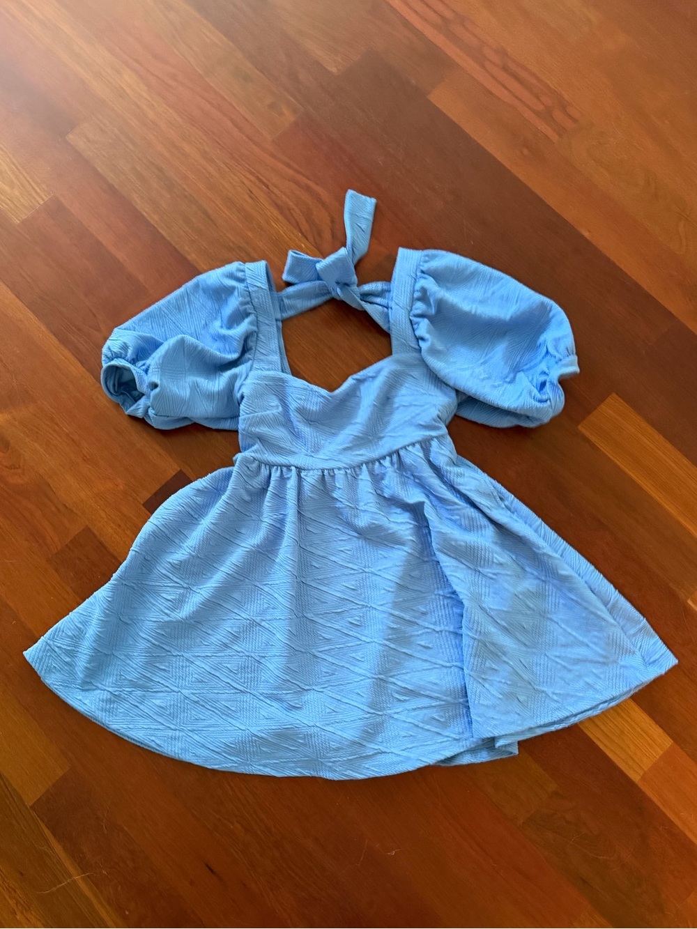 Free People Light Blue Puff Sleeve Mini Dress
